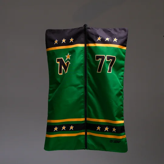Custom hockey bags with team numbers and stars